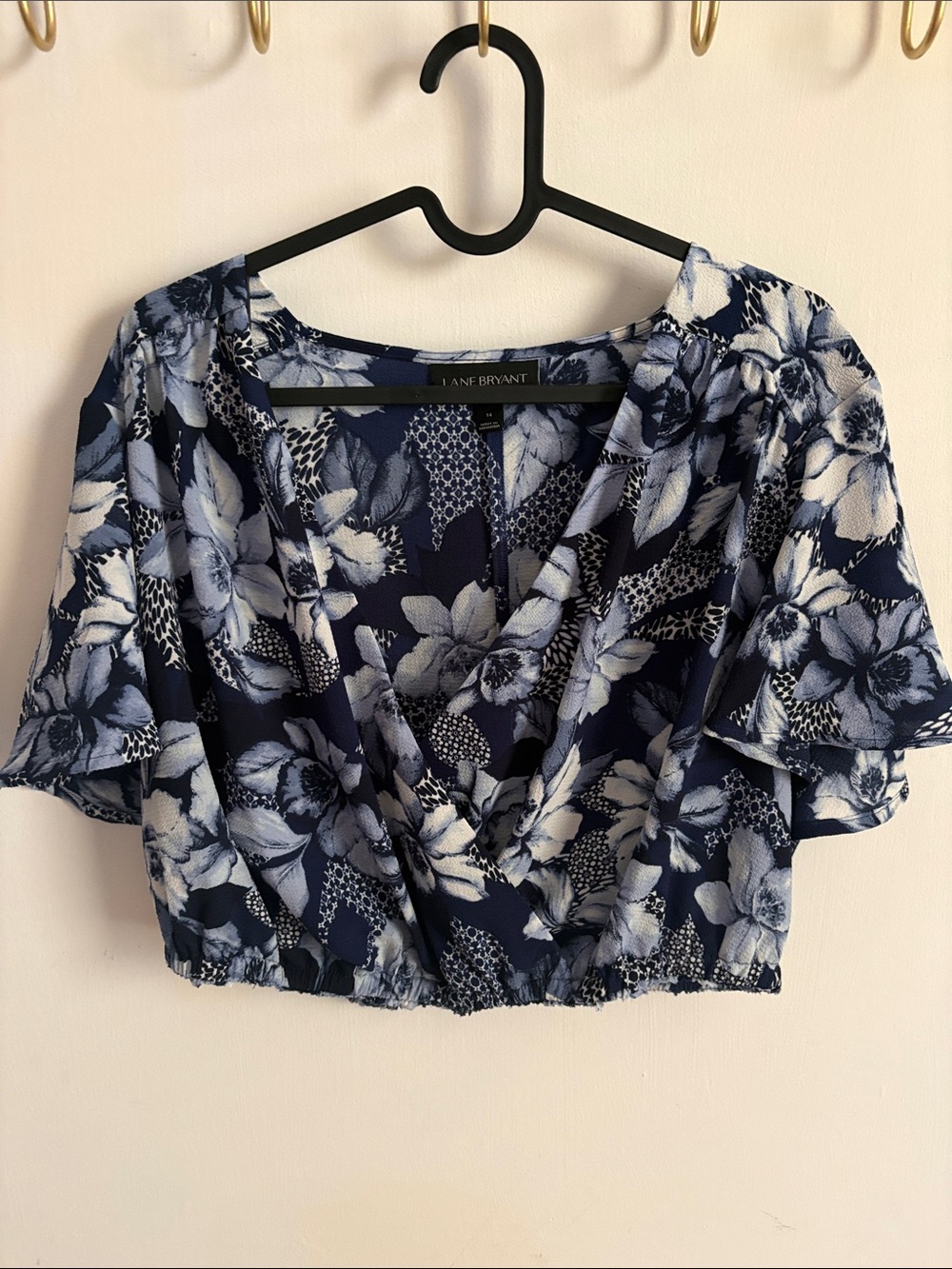 Lane Bryant Navy Floral Wrap Crop Top